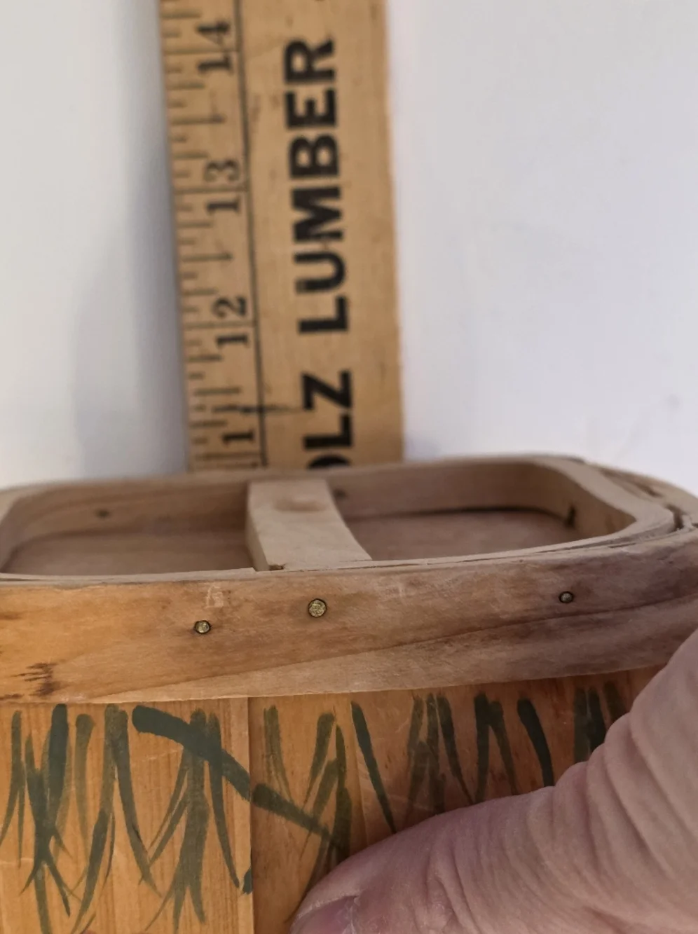 Vtg Toll Painted Flowers Balsa Wood Accent Basket Cottagecore Prairie Artsy